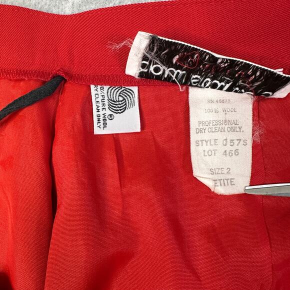 Paul Stanley Inverted Pleat Pencil Skirt WMNS 2 Petite Red Wool High Waisted Vtg - Picture 8 of 11